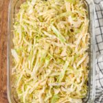 spicy cabbage slaw in glass dish