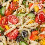 pasta salad with vinagirette - close up shot