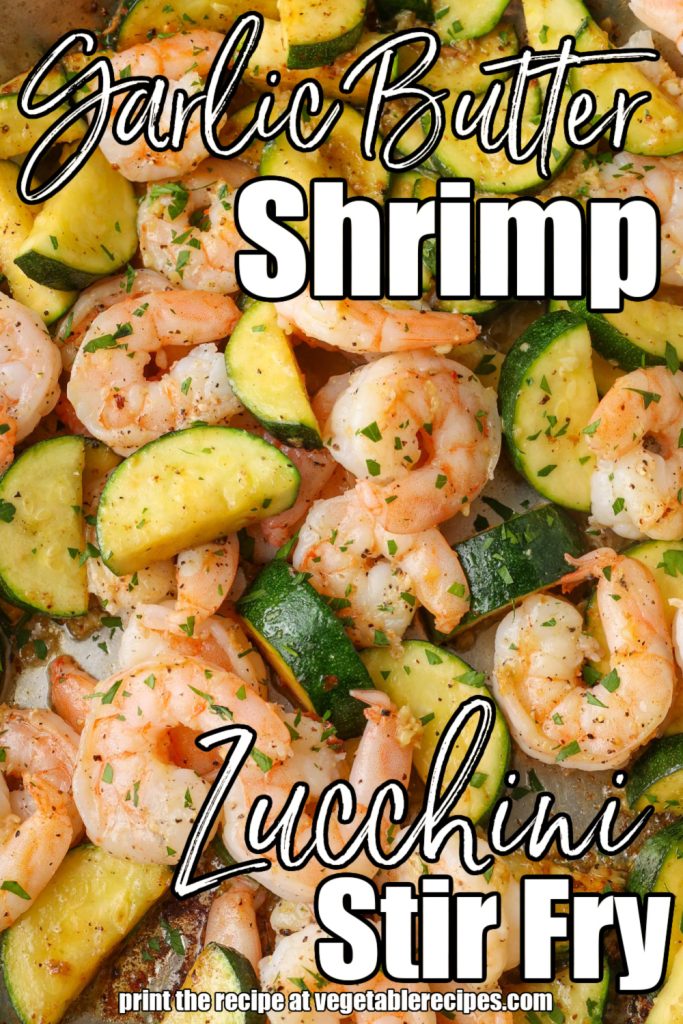 garlic butter shrimp with zucchini in skillet