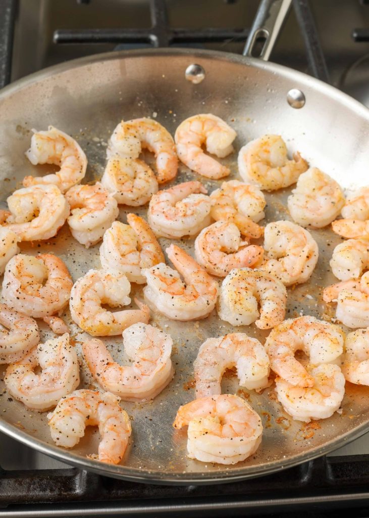 cooked shrimp in skillet
