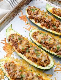 Zucchini boats filled with taco beef