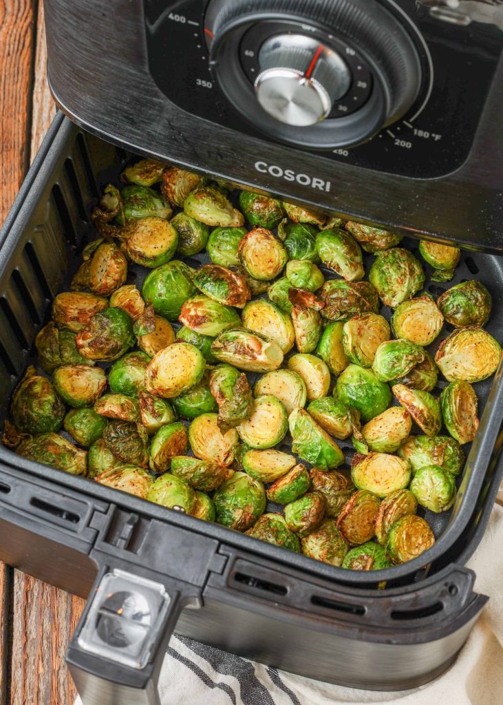 crispy cooked Brussels sprouts in air fryer