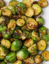 close up of roasted Cajun Brussels Sprouts