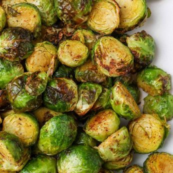 close up of roasted Cajun Brussels Sprouts