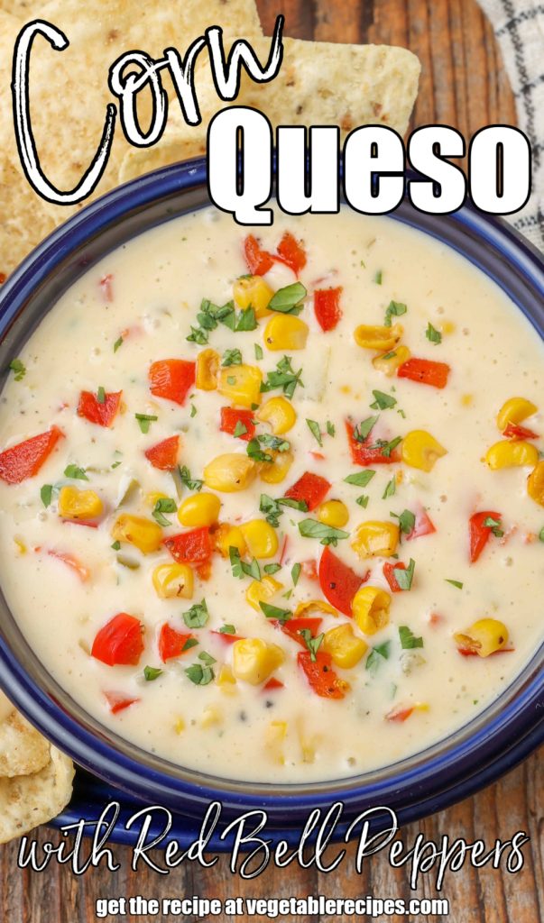 Queso Dip with corn and bell peppers