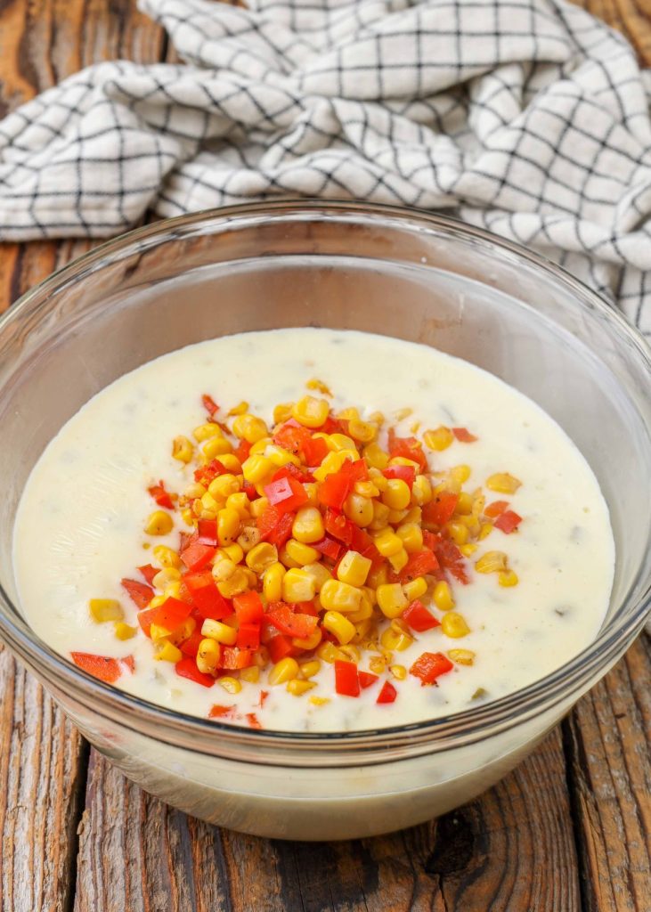 queso with corn and peppers