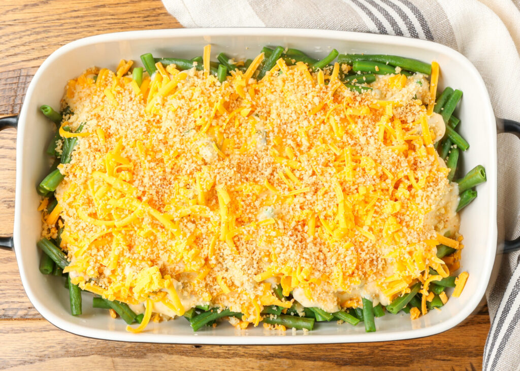 cheese topped green bean casserole