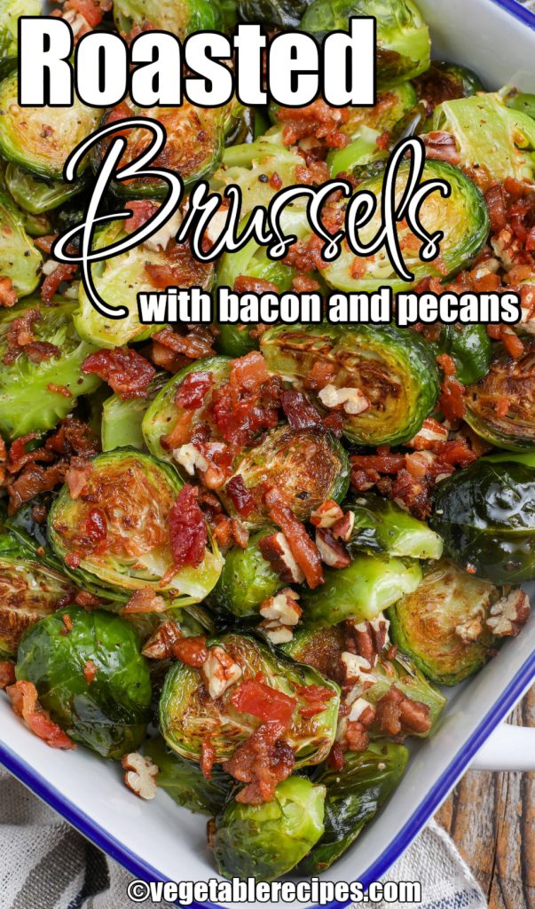 Brussels and bacon in square baking dish