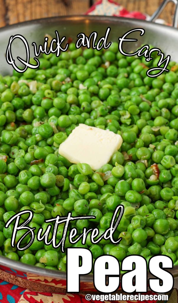 frozen peas in skillet with butter